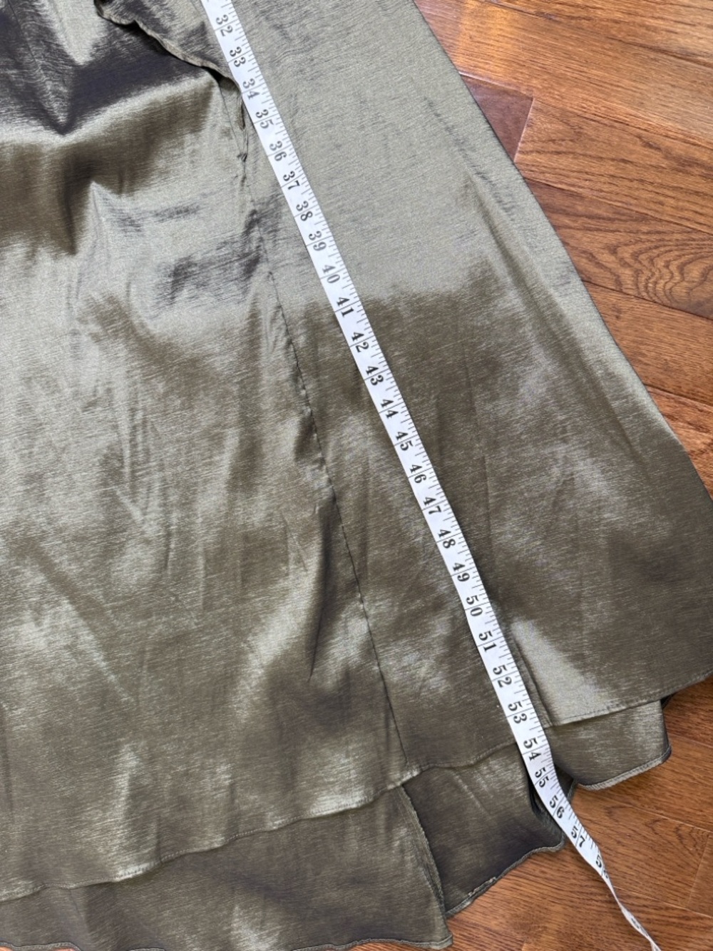 Xscape Olive Green Off-Shoulder Ruffled Satin Gown - Picture 12 of 14